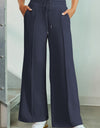 Drawstring Wide Leg Pants with Pockets