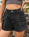 High Waist Denim Shorts with Pockets
