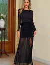 Semi-Sheer Slit Round Neck Dress
