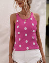 Polka Dot Round Neck Knit Tank