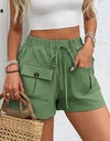 Tied Elastic Waist Shorts with Pockets