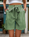 Tied High Waist Shorts with Pockets