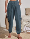 Drawstring Joggers with Cargo Pockets