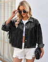 Tassel Button Up Dropped Shoulder Denim Jacket