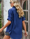 Collared Neck Denim Jacket with Pockets