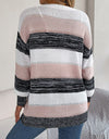 Openwork Striped Open Front Cardigan