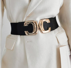 Zinc Alloy Buckle Elastic Wide Belt