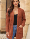 Open Front Dropped Shoulder Cardigan with Pockets