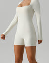 Square Neck Long Sleeve Active Romper