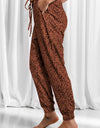 Full Size Leopard Drawstring Pocketed Pants