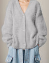 Button Up Dropped Shoulder Cardigan
