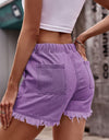 Drawstring Raw Hem Denim Shorts
