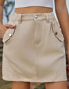 Pocketed Buttoned Mini Denim Skirt