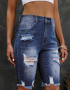 Distressed Frayed Hem Denim Bermuda Shorts