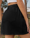Pocketed Buttoned Mini Denim Skirt