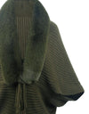 Fringe Detail Long Sleeve Ribbed Poncho