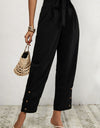 Buttoned Tie-Waist Cropped Pants
