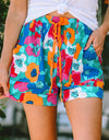 Drawstring Printed High Waist Shorts