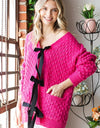 First Love Tie Closure Open Knit Cardigan