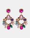 Zinc Alloy Frame Glass Stone Dangle Earrings