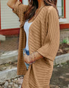 Striped Open Front Knit Cardigan