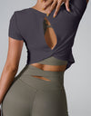 Cutout Round Neck Short Sleeve Active T-Shirt