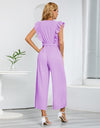 Ruffled Surplice Cap Sleeve Jumpsuit