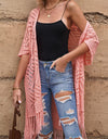 Openwork Open Front Cardigan with Fringes