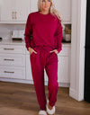 Round Neck Top and Drawstring Pants Lounge Set