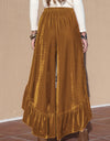 Slit Ruffled Wide Leg Pants