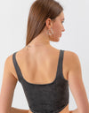Seam Detail Cropped Denim Tank