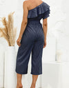 Ruffled Single Shoulder Tie Waist Jumpsuit