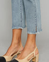 Kancan High Waist Button Fly Raw Hem Cropped Straight Jeans