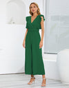 Ruffled Surplice Cap Sleeve Jumpsuit