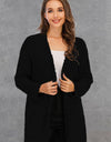 Pocketed Open Front Long Sleeve Cardigan