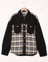 Plaid Pocketed Button Up Denim Jacket