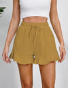 Full Size Drawstring Ruffle Hem Shorts