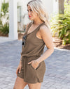 Scoop Neck Wide Strap Romper with Pockets
