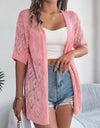 Openwork Open Front Half Sleeve Cardigan