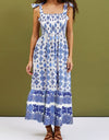 Smocked Printed Square Neck Cami Dress