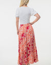 White Birch Full Size High Waisted Floral Woven Skirt