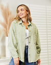 Distressed Raw Hem Denim Jacket