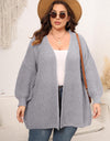Plus Size Open Front Dropped Shoulder Knit Cardigan