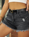 Raw Hem Distressed Denim Shorts