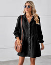 Button Up Flounce Sleeve Mini Denim Dress