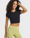 Round Neck Short Sleeve Cropped Sports T-Shirt