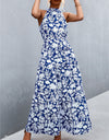 Printed Sleeveless Tie Waist Maxi Dress