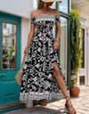 Perfee Slit Printed Off-Shoulder Dress
