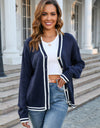 Buttoned V-Neck Long Sleeve Cardigan