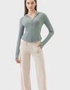 Pocketed Zip Up Hooded Long Sleeve Active Outerwear